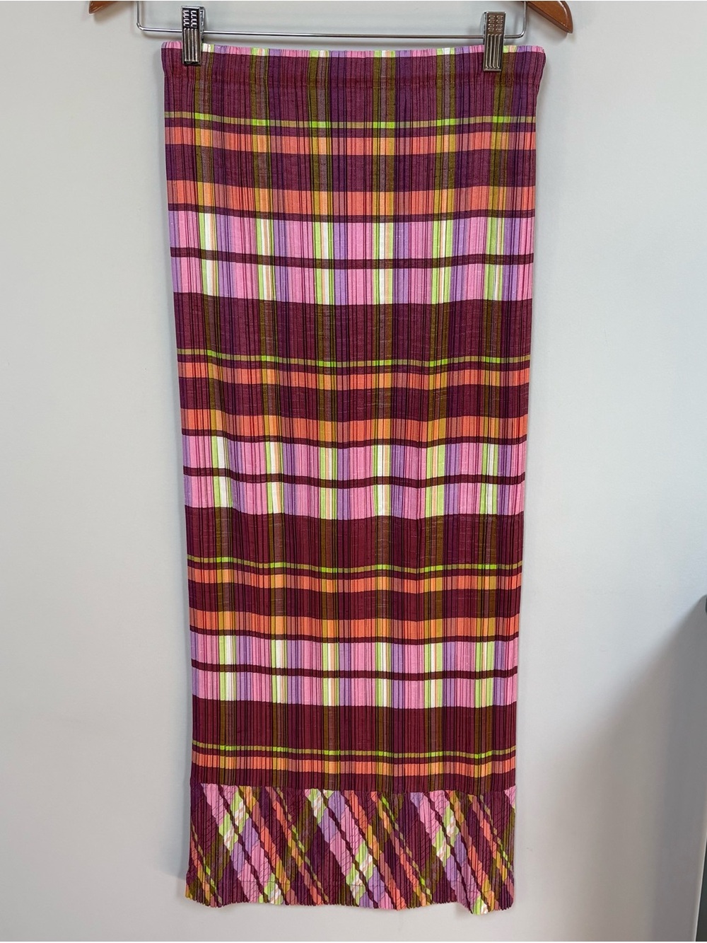 Issey Miyake Pleats Please Pink Plaid Skirt